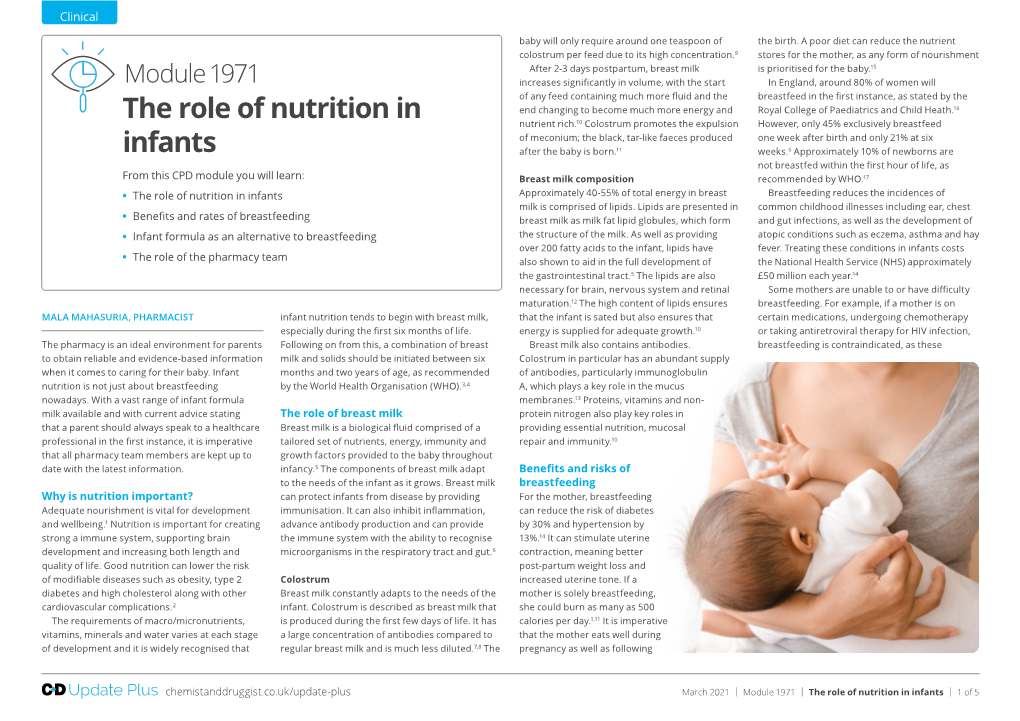 The Role of Nutrition in Infants Approximately 40-55% of Total Energy in Breast Breastfeeding Reduces the Incidences of Milk Is Comprised of Lipids