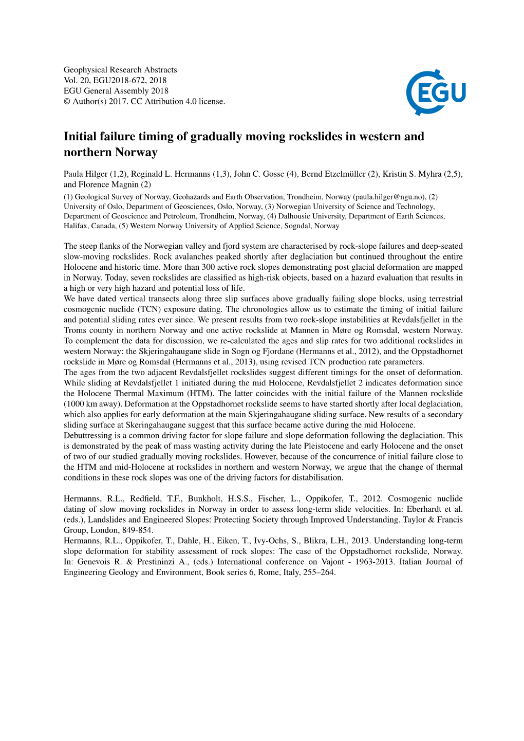 Initial Failure Timing of Gradually Moving Rockslides in Western and Northern Norway