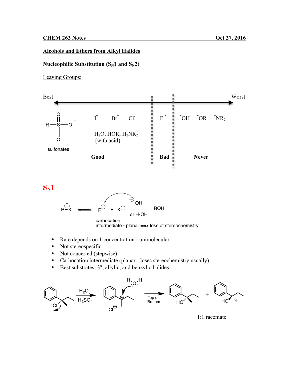 Chem 263 Oct 27 2016 Notes