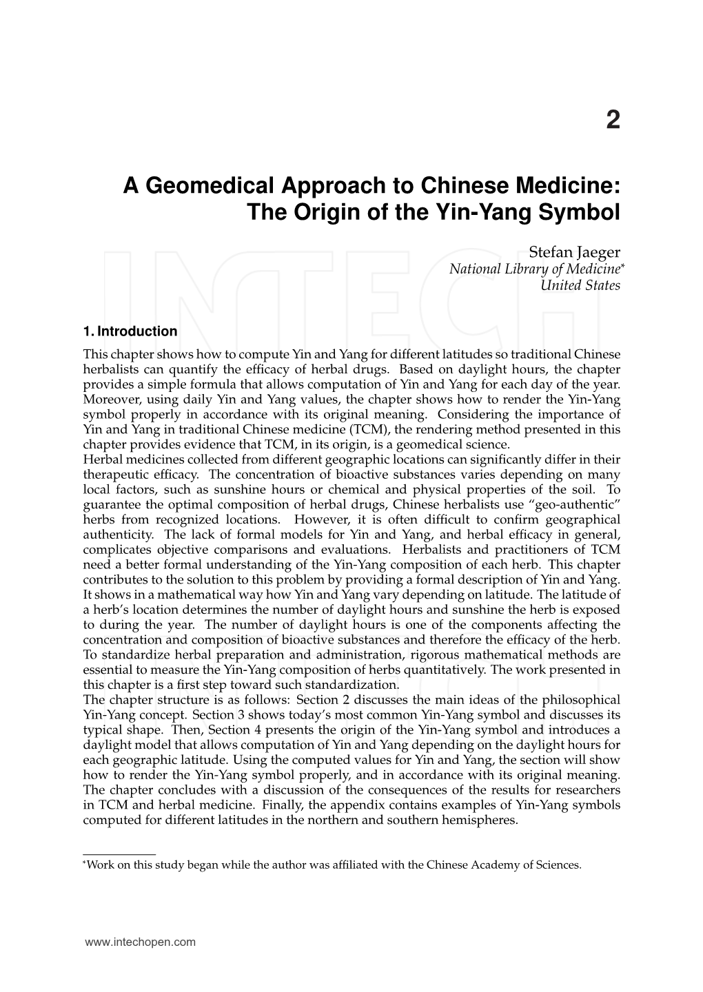 A Geomedical Approach to Chinese Medicine: the Origin of the Yin-Yang Symbol