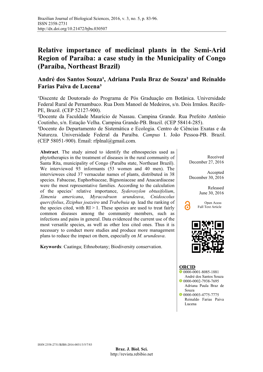 Relative Importance of Medicinal Plants in The