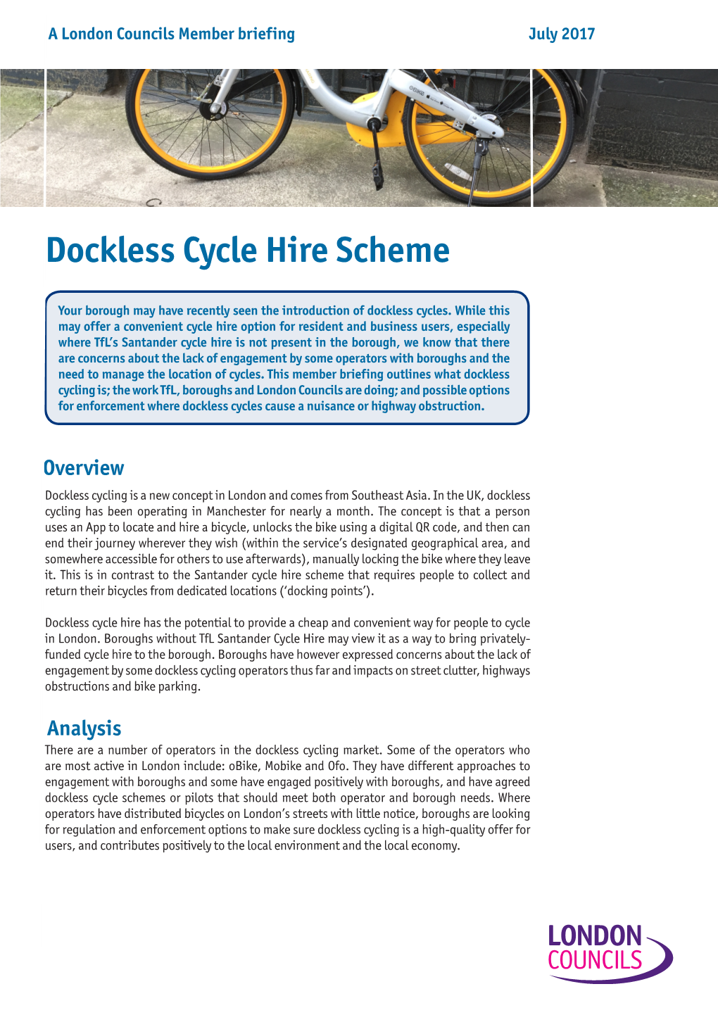 Dockless Cycle Hire Scheme