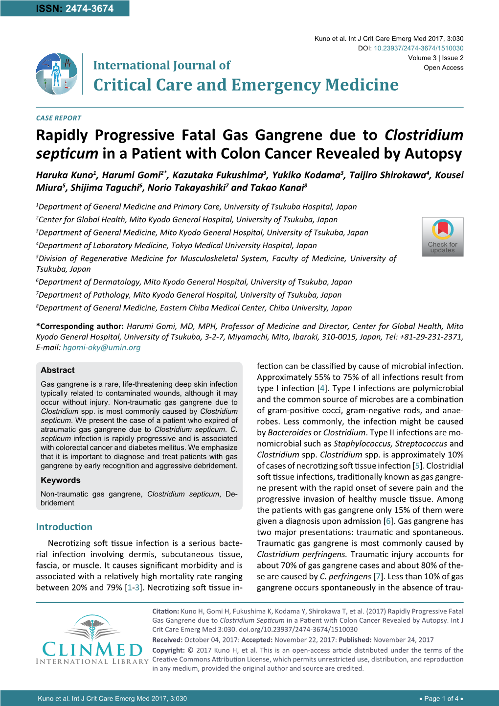 Rapidly Progressive Fatal Gas Gangrene Due to Clostridium