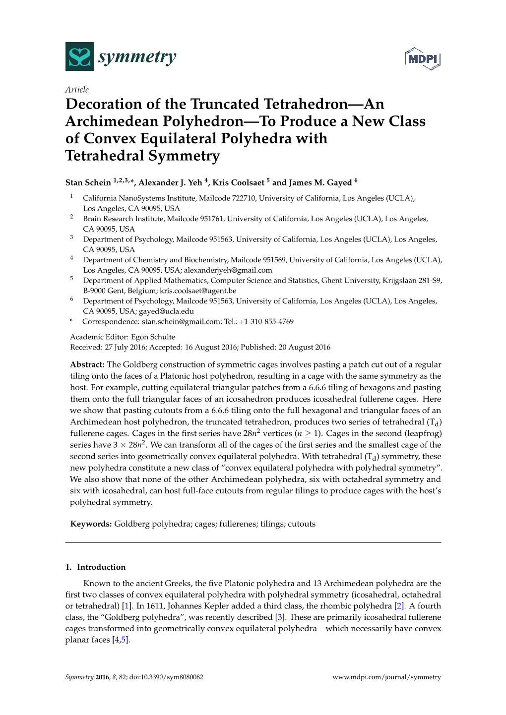 Decoration of the Truncated Tetrahedron—An Archimedean Polyhedron—To Produce a New Class of Convex Equilateral Polyhedra with Tetrahedral Symmetry