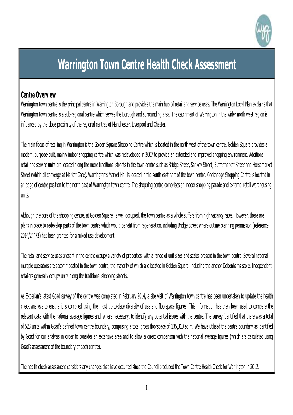 Warrington Town Centre Health Check Assessment