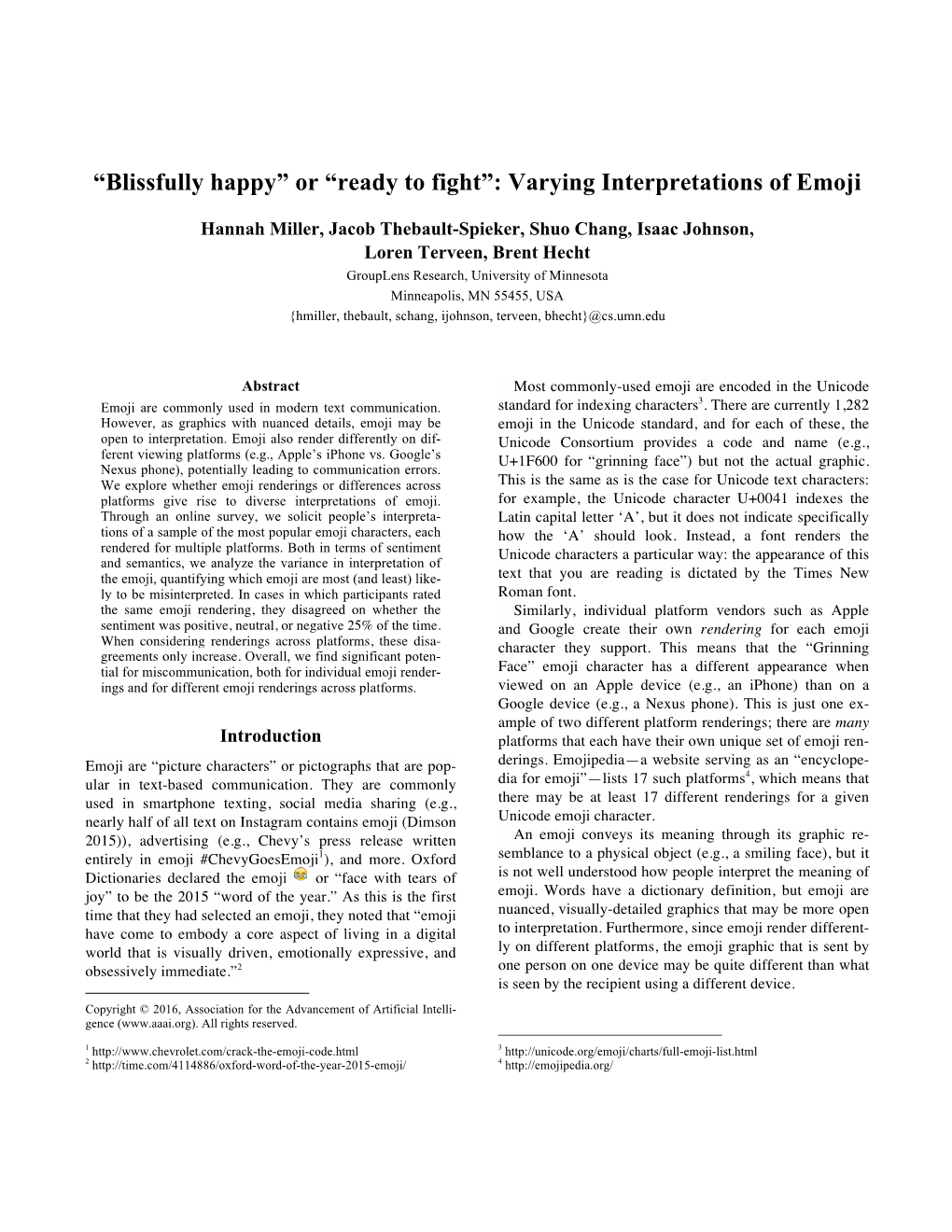 “Blissfully Happy” Or “Ready to Fight”: Varying Interpretations of Emoji