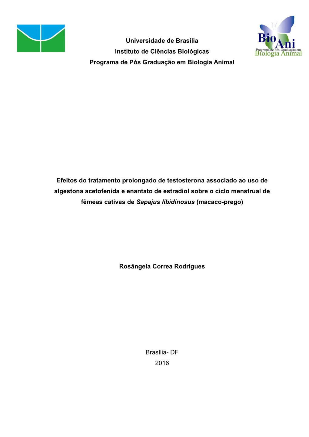 1 Universidade De Brasília Instituto De Ciências Biológicas Programa De