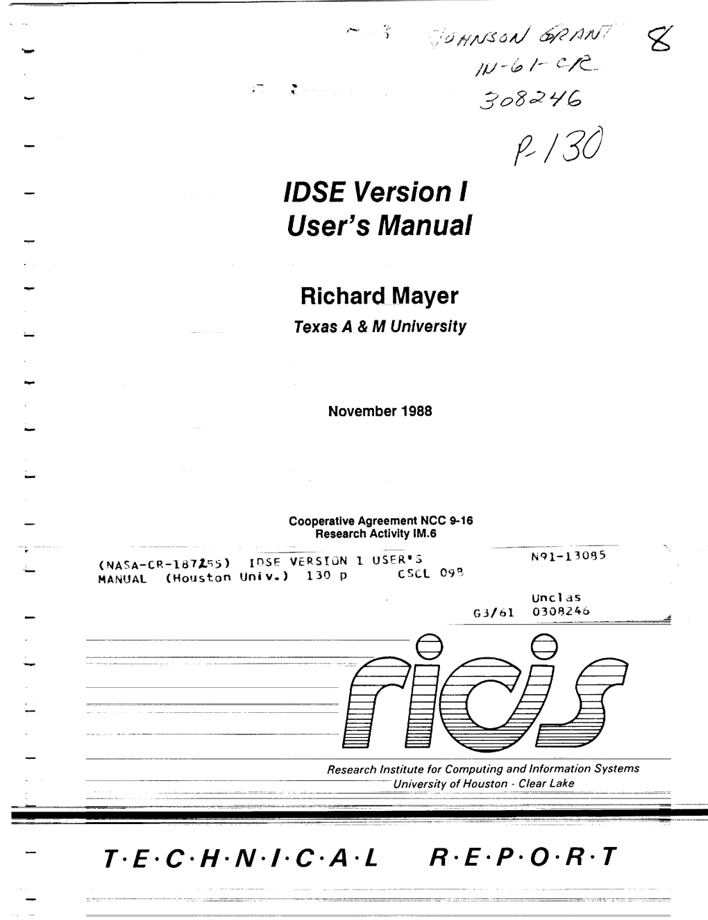 IDSE Version I User's Manual