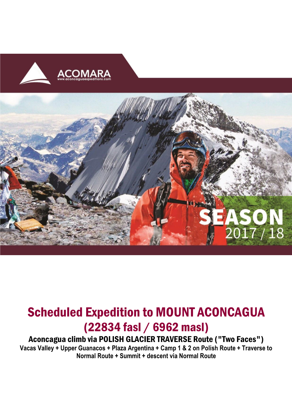 Scheduled Expedition to MOUNT ACONCAGUA