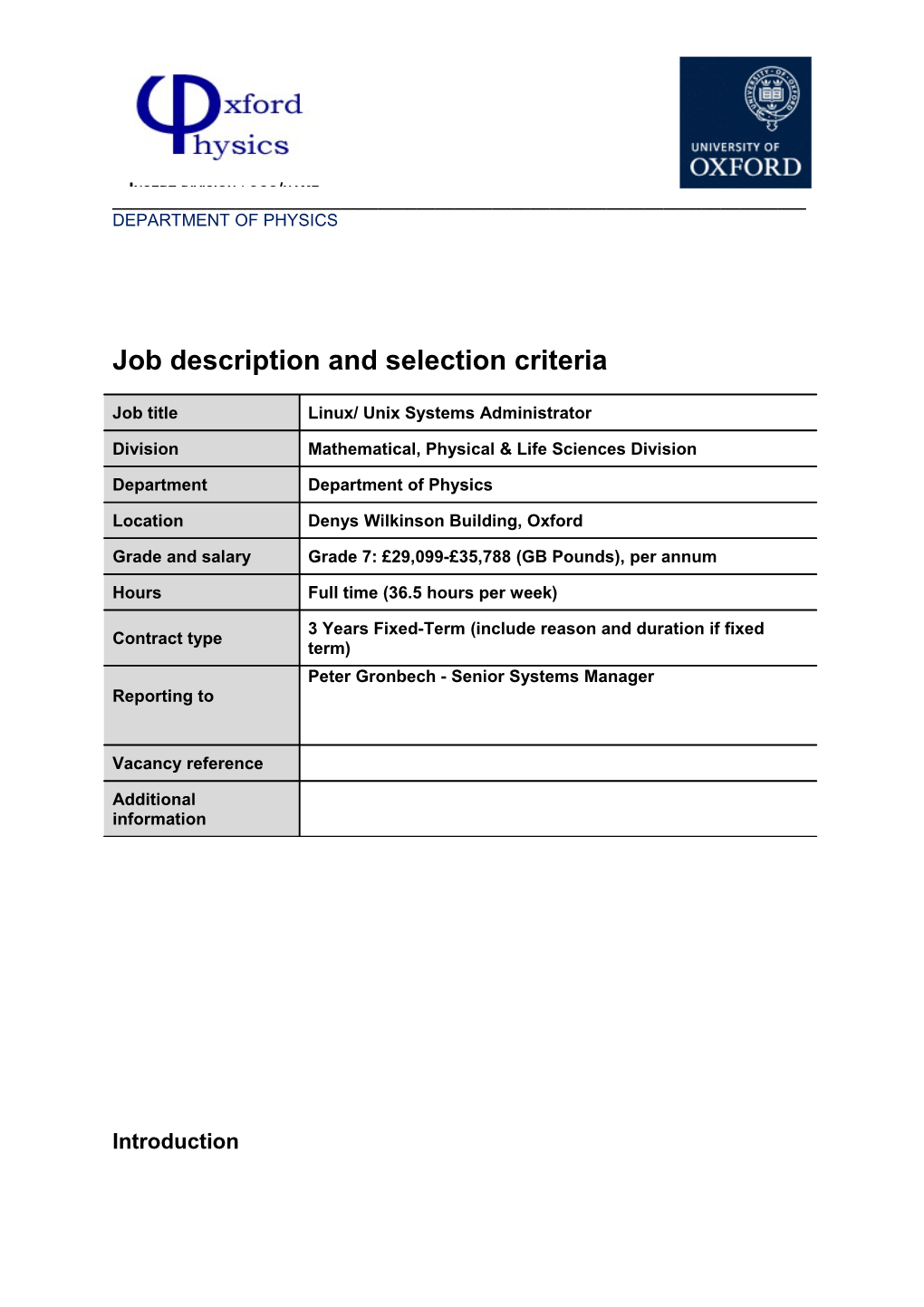 Job Description and Person Specificationselection Criteria s5