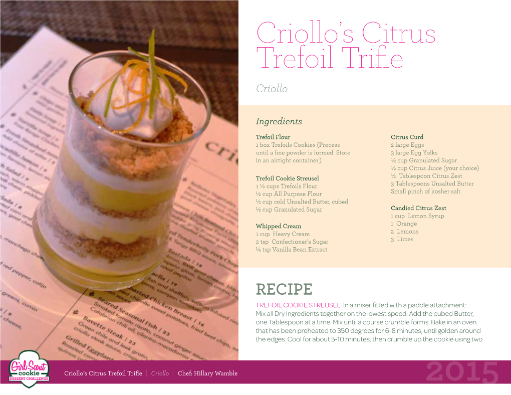 Criollo's Citrus Trefoil Trifle