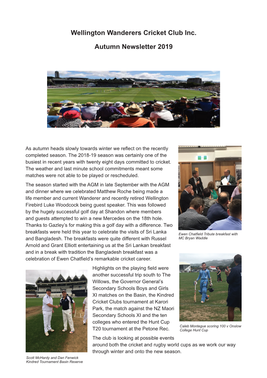 Wellington Wanderers Cricket Club Inc. Autumn Newsletter 2019