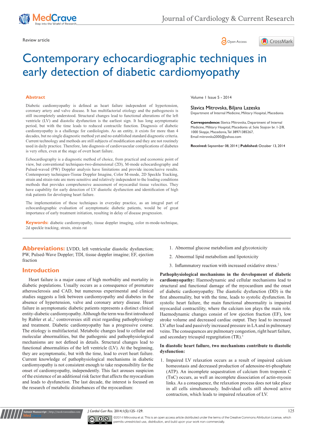 Contemporary Echocardiographic Techniques in Early Detection of Diabetic Cardiomyopathy