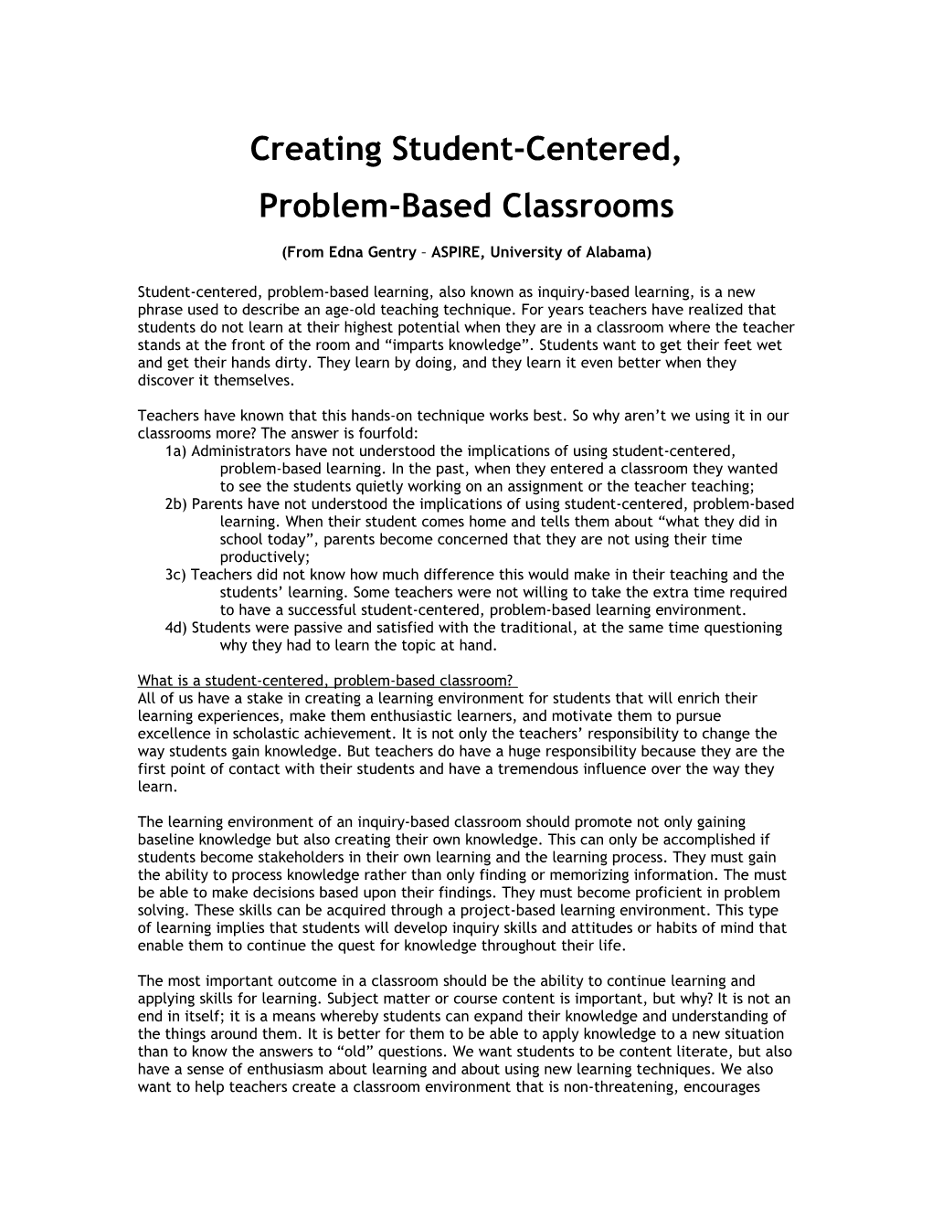 Creating Student-Centered