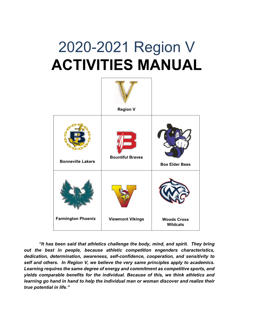 2020-2021 Region V ACTIVITIES MANUAL