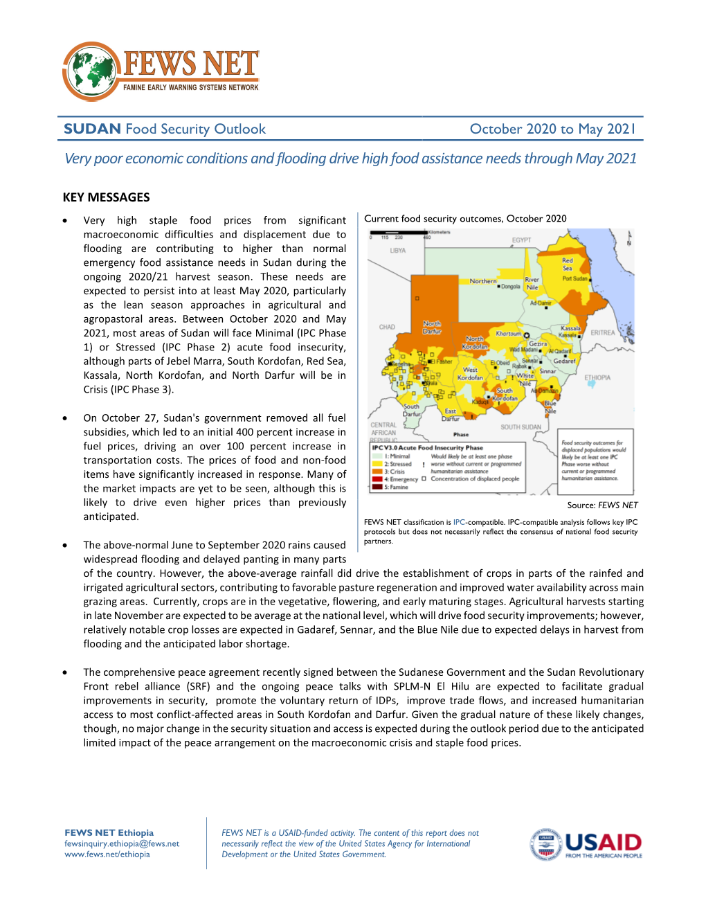 Food Security Outlook, October 2020 to May 2021