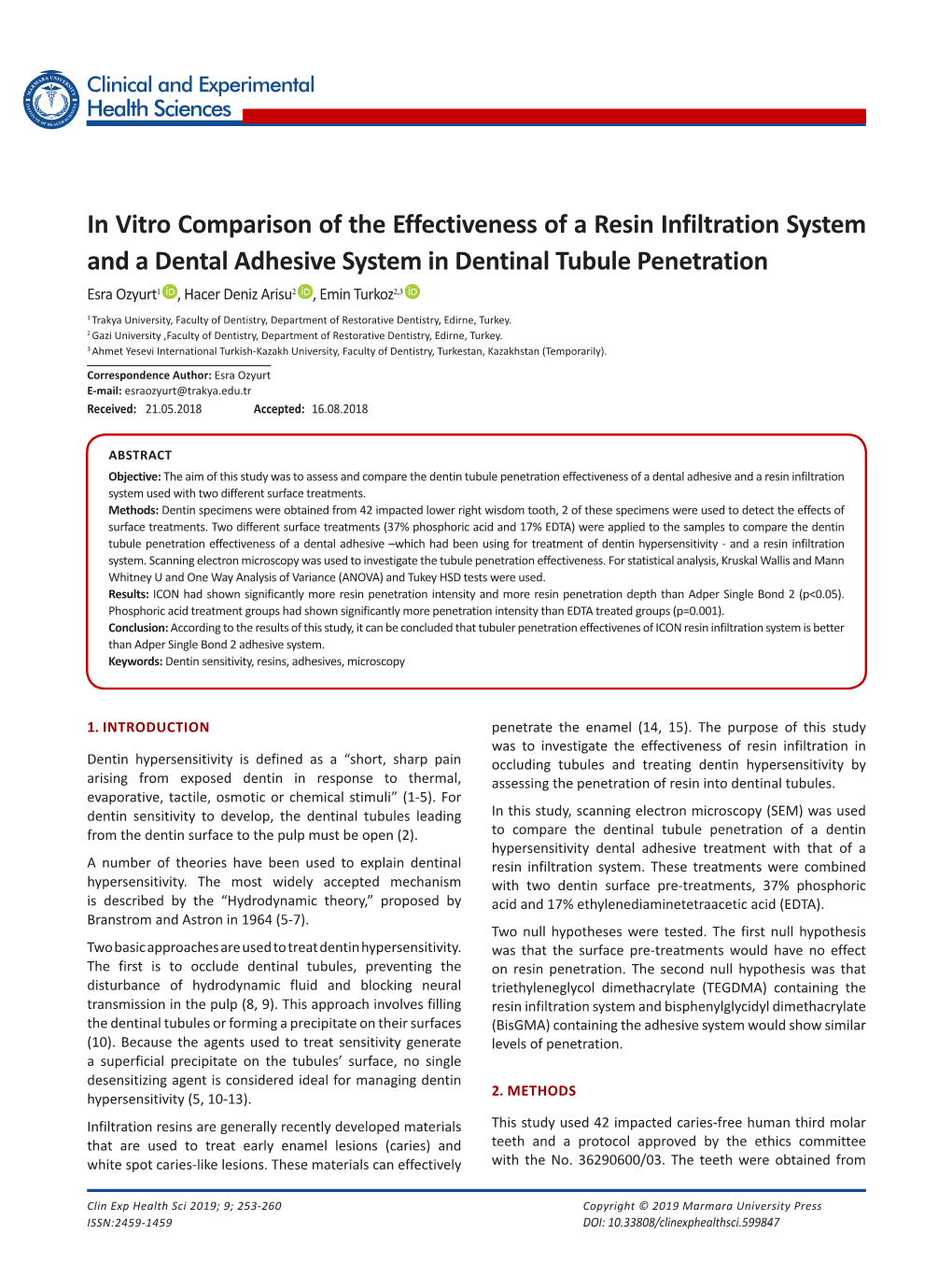 In Vitro Comparison of the Effectiveness of a Resin Infiltration