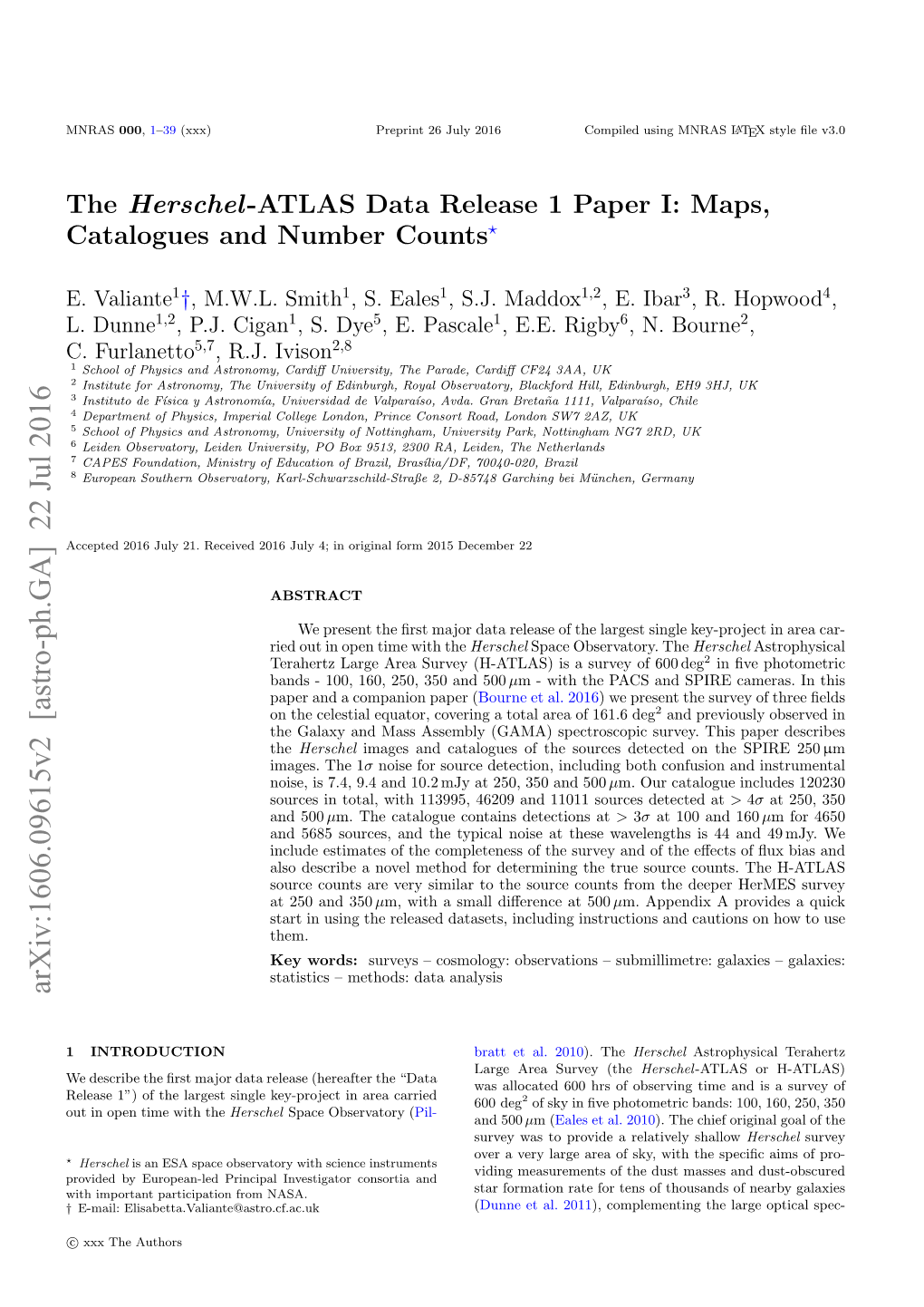 The Herschel-ATLAS Data Release 1 Paper I: Maps, Catalogues and Number Counts?