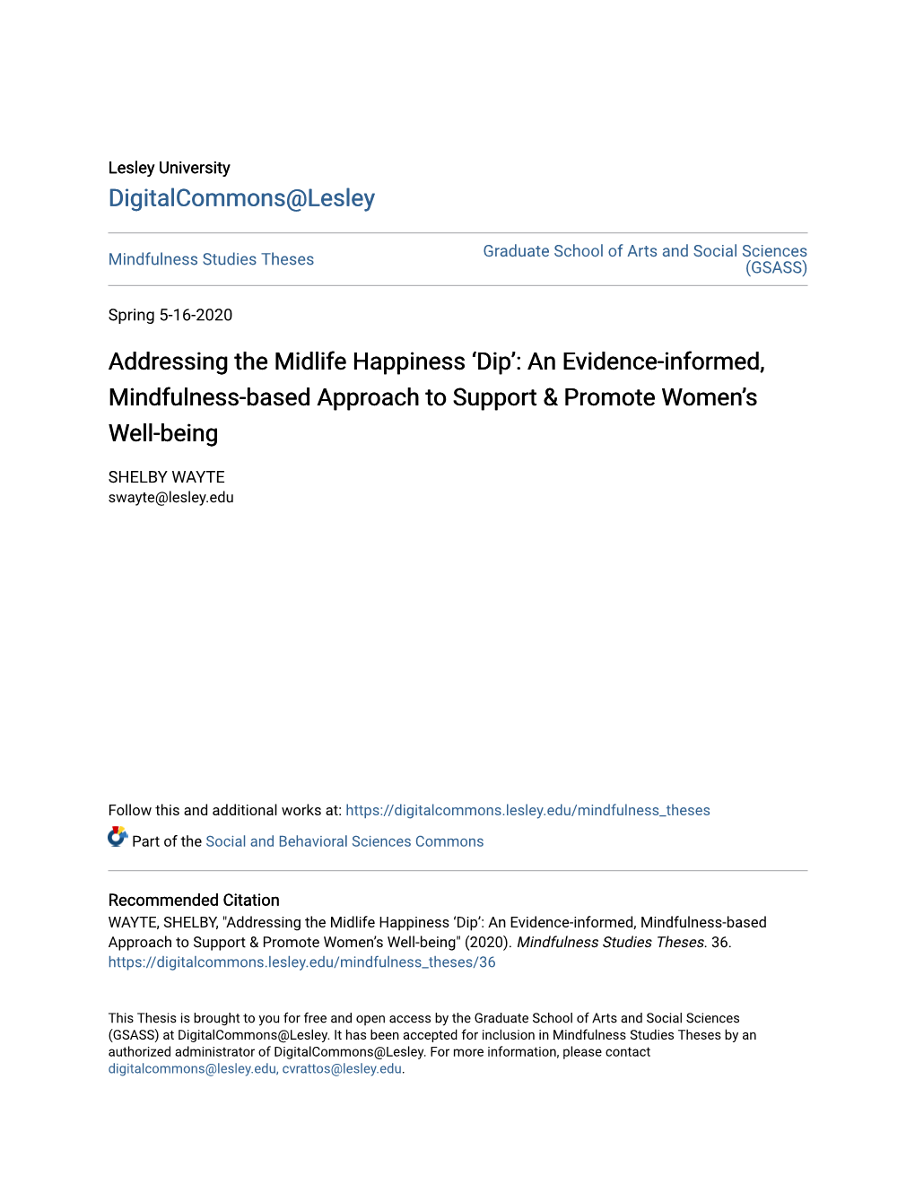 Addressing the Midlife Happiness 'Dip': an Evidence-Informed, Mindfulness-Based Approach to Support & Promote Women's