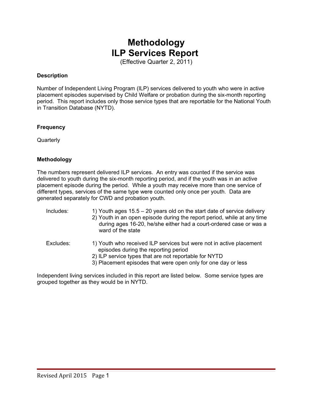 ILP Services Report