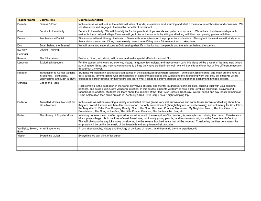 Interim Final Course Offerings 2019 KCHS