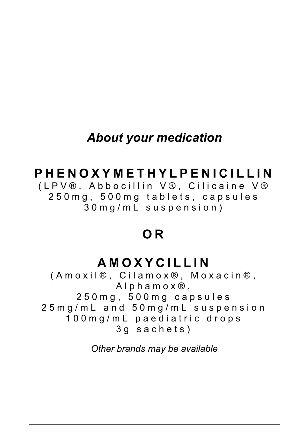 About Your Medication PHENOXYMETHYLPENICILLIN