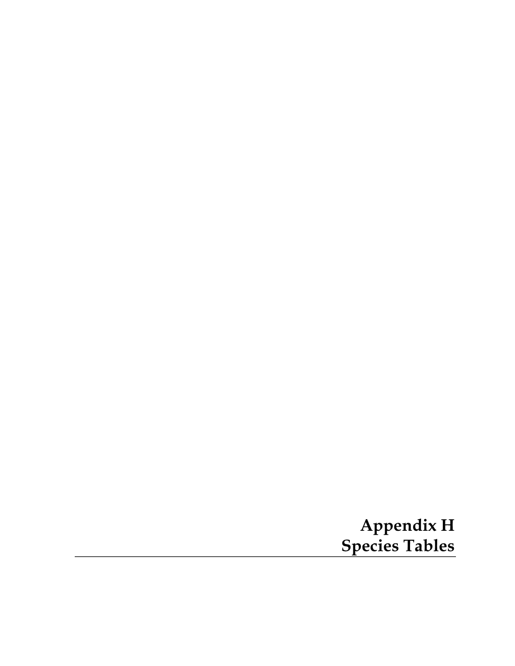 Fountaingrove Lodge Appendix H Species Tables