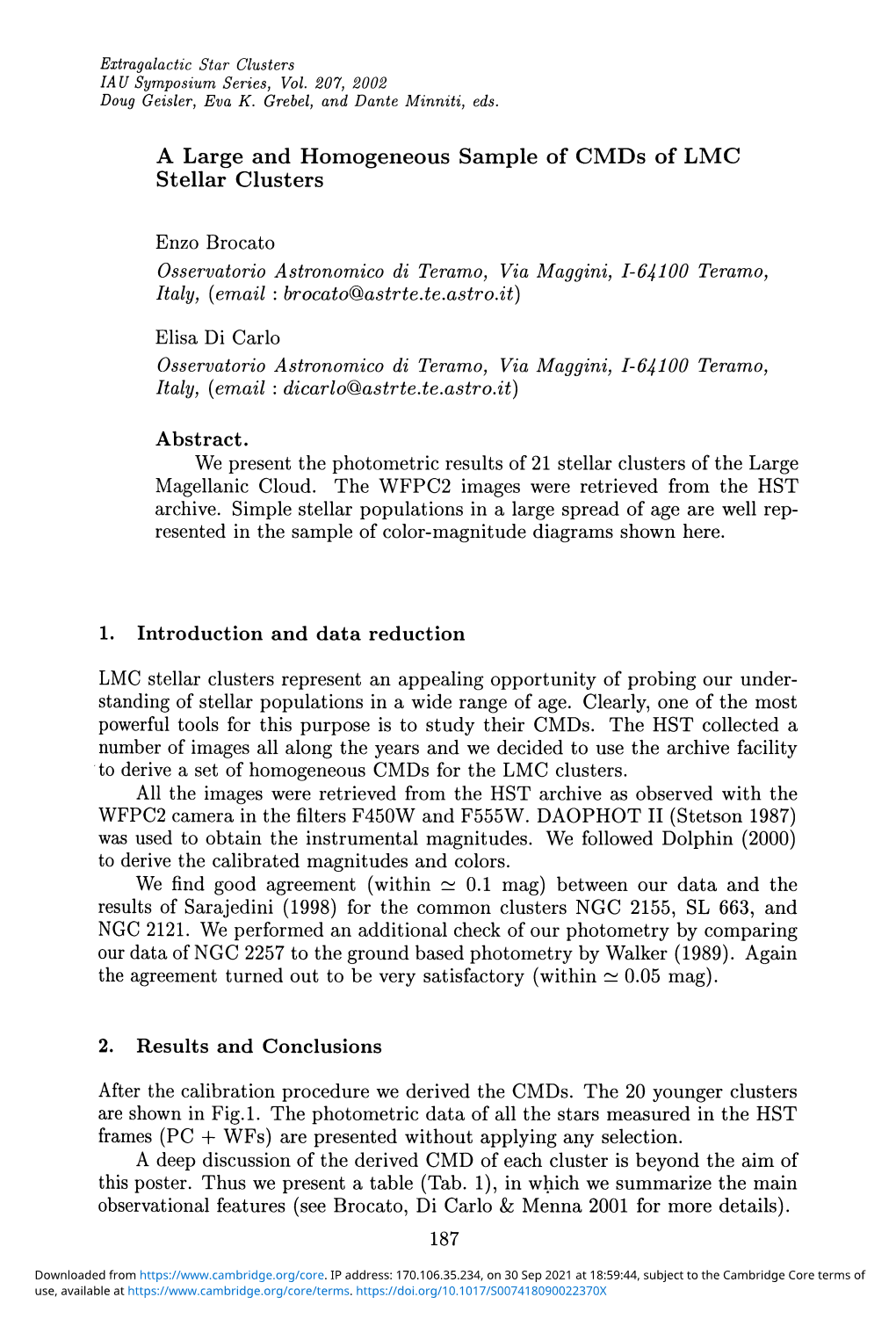 A Large and Homogeneous Sample of Cmds of LMC Stellar Clusters