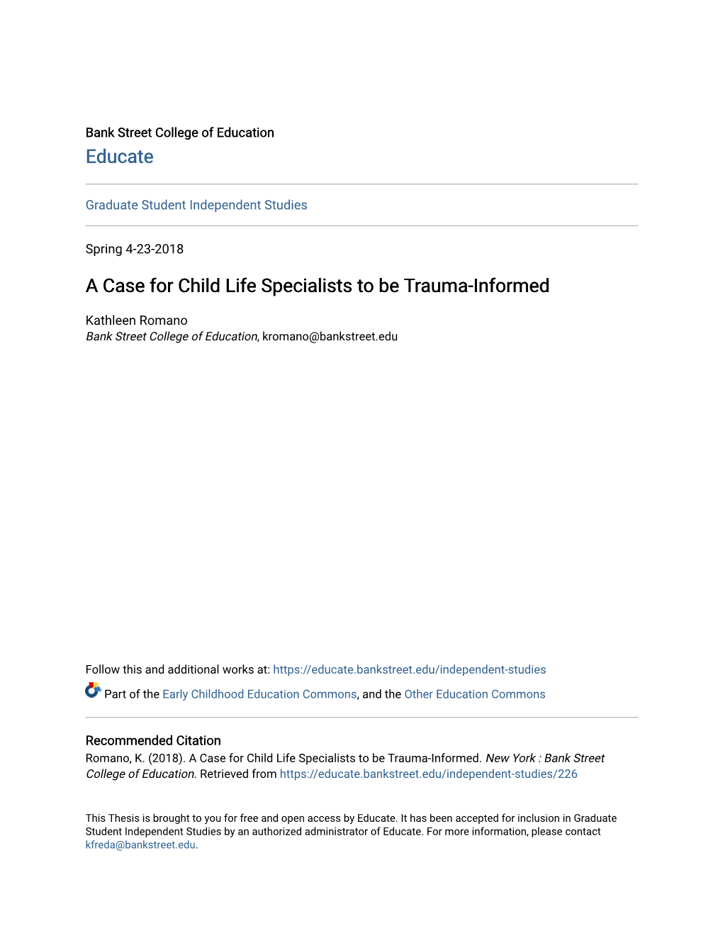 A Case for Child Life Specialists to Be Trauma-Informed