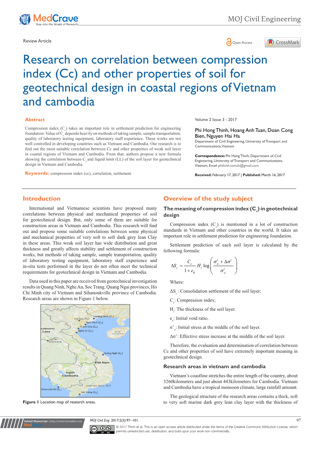 Research on Correlation Between Compression Index (Cc) and Other Properties of Soil for Geotechnical Design in Coastal Regions of Vietnam and Cambodia