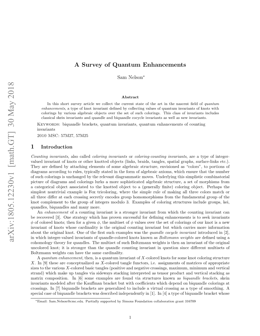 Arxiv:1805.12230V1 [Math.GT] 30 May 2018 Cohomology Theory for Quandles