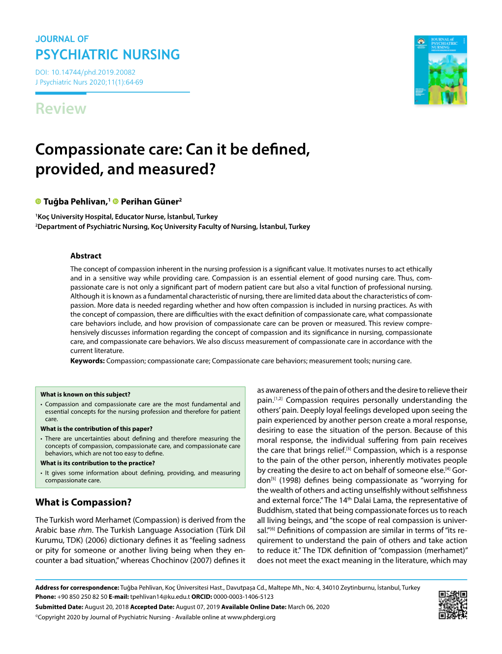 Review Compassionate Care: Can It Be Defined, Provided, and Measured?