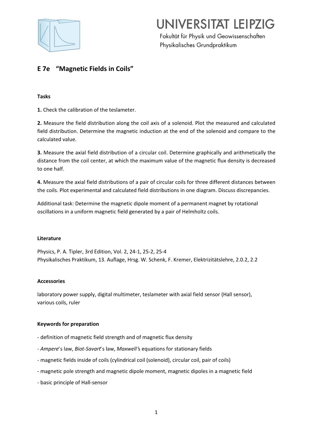 E 7E “Magnetic Fields in Coils”