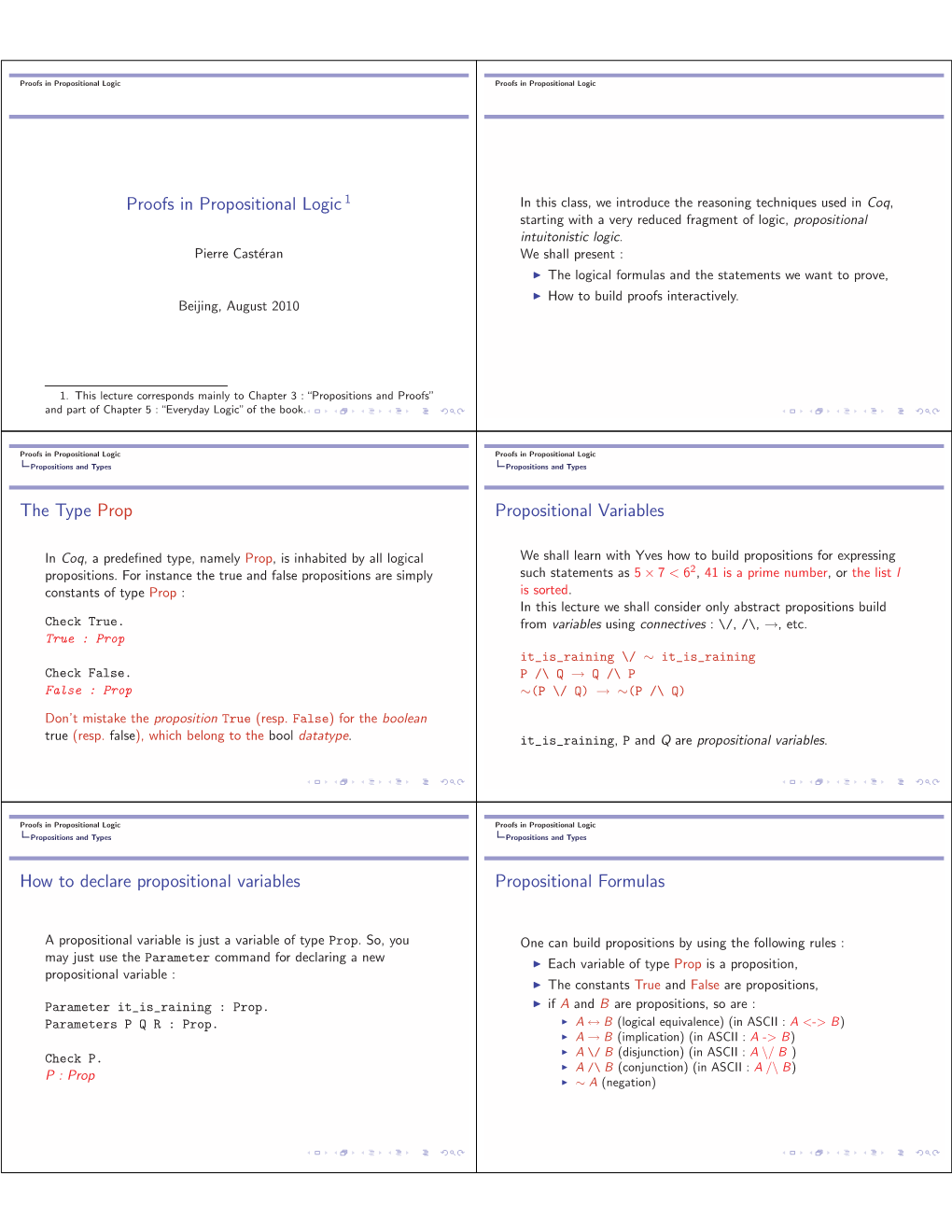 Proofs in Propositional Logic Proofs in Propositional Logic