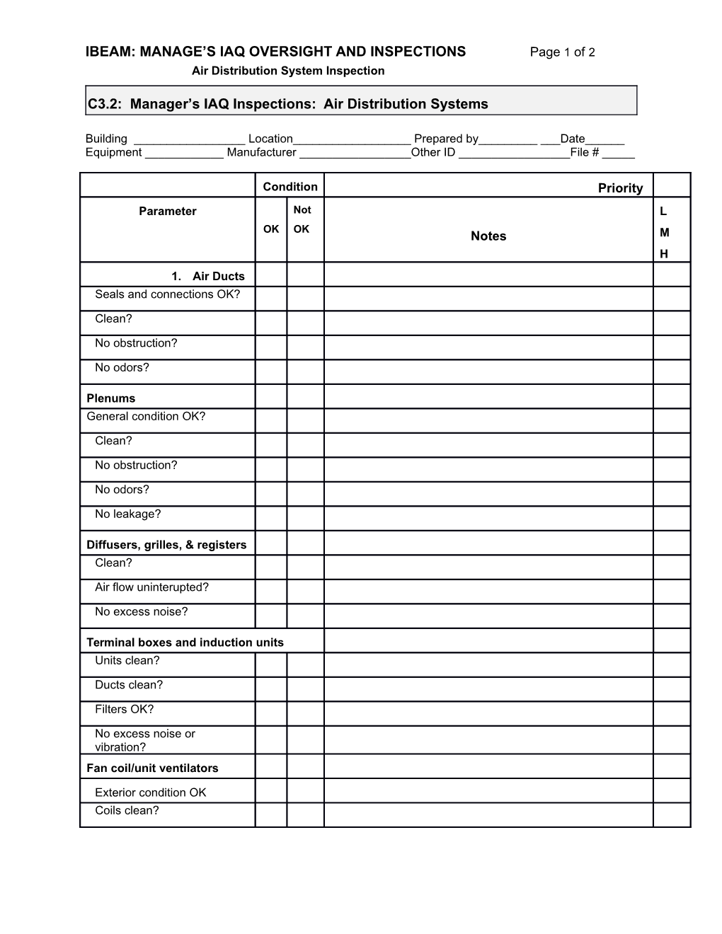 IBEAM: MANAGE S IAQ OVERSIGHT and INSPECTIONS Page 1 of 1