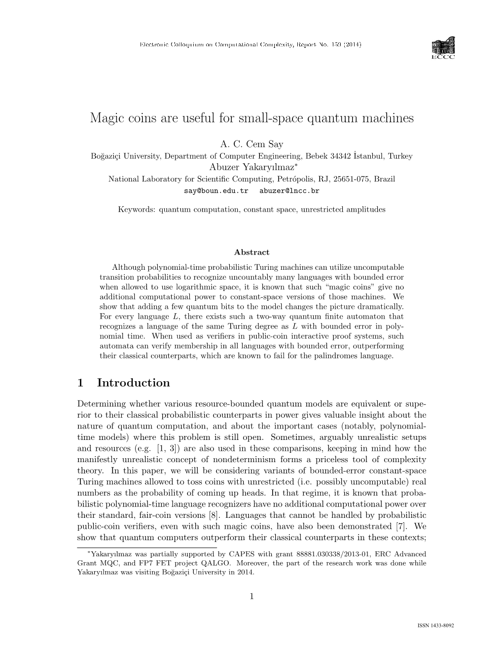 Magic Coins Are Useful for Small-Space Quantum Machines