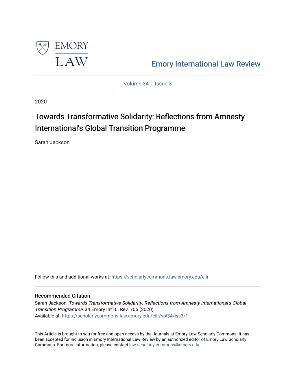 Towards Transformative Solidarity: Reflections from Amnesty International's Global Transition Programme