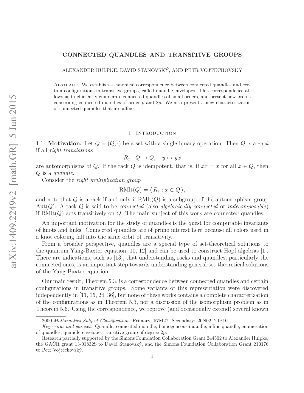 Arxiv:1409.2249V2 [Math.GR] 5 Jun 2015 R Uoopim of Automorphisms Are Fall If Q 1.1