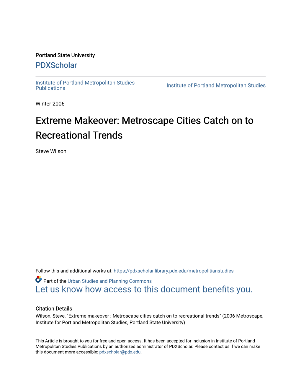 Extreme Makeover: Metroscape Cities Catch on to Recreational Trends