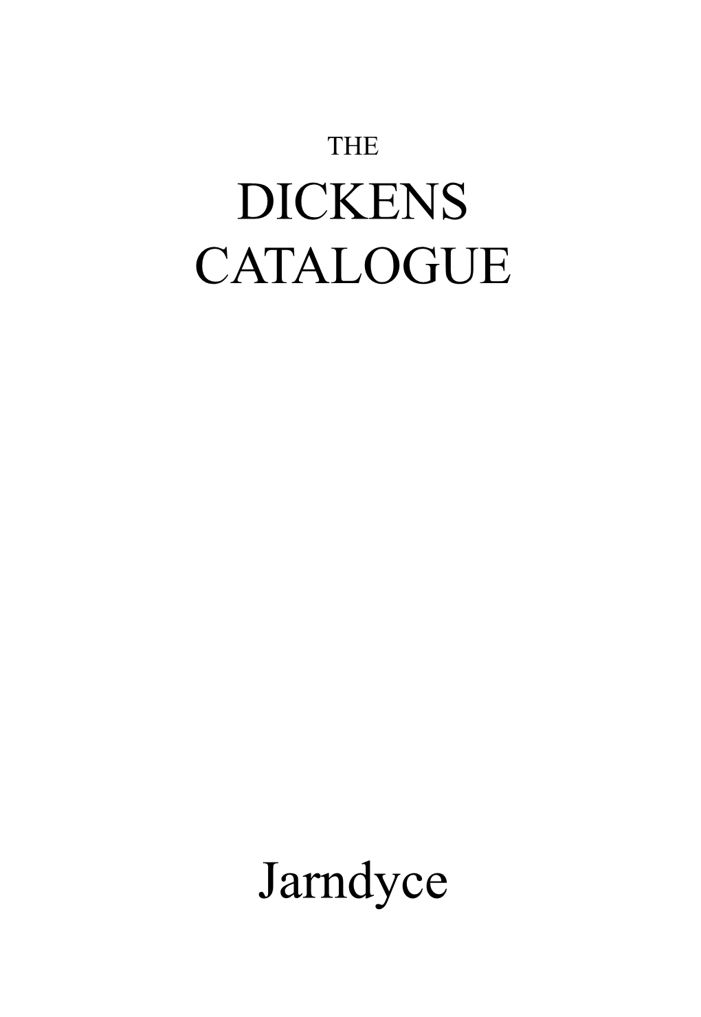 DICKENS CATALOGUE Jarndyce