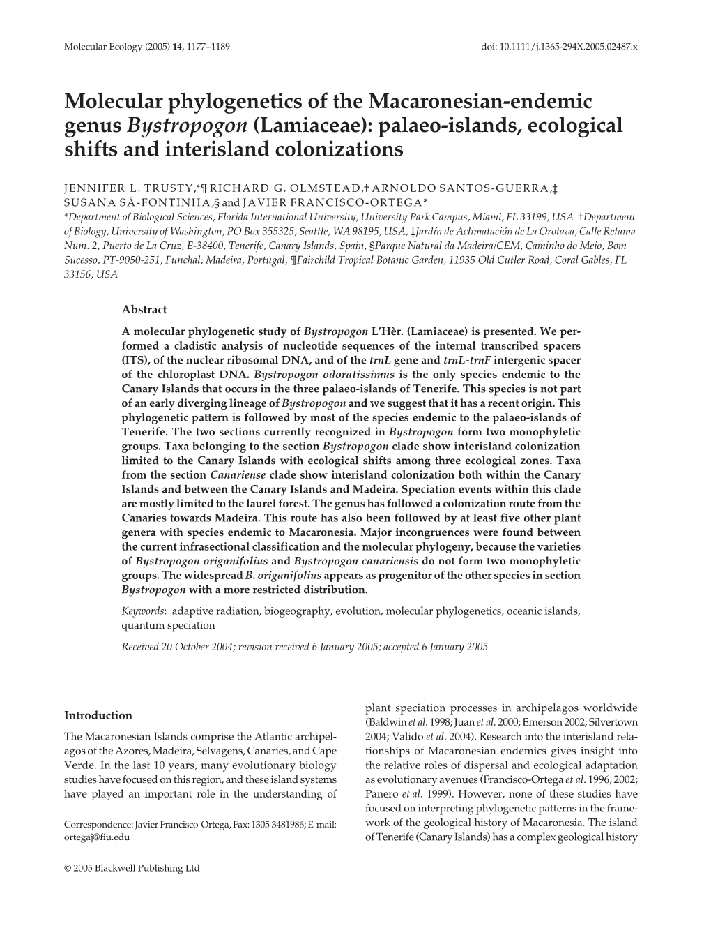 Molecular Phylogenetics of the Macaronesian-Endemic Genus