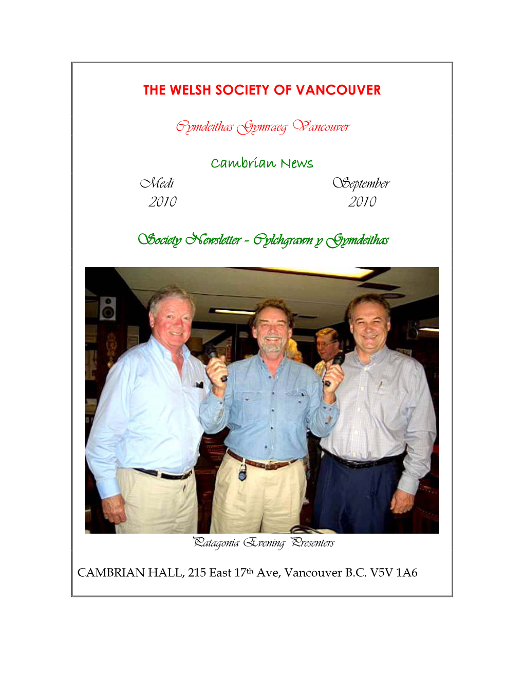 The Welsh Society of Vancouver