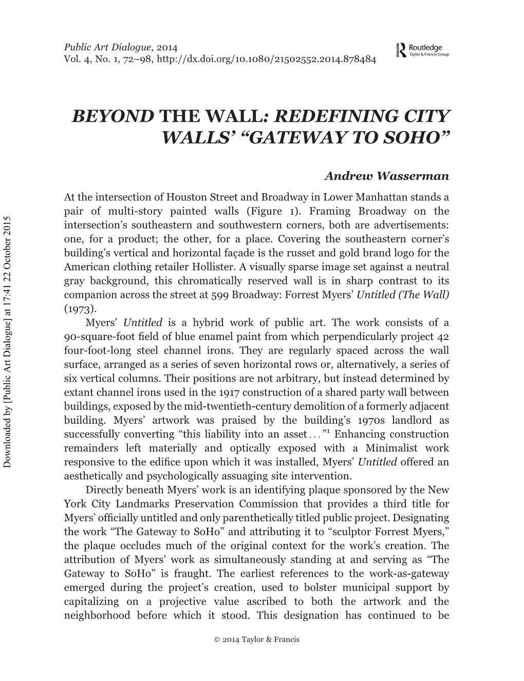 Beyond the Wall: Redefining City Walls' “Gateway to Soho”