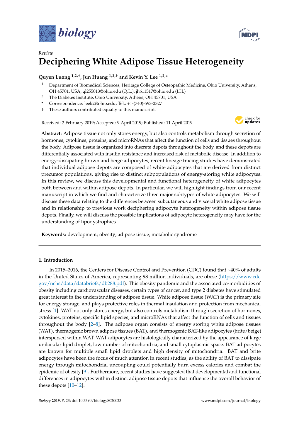 Deciphering White Adipose Tissue Heterogeneity