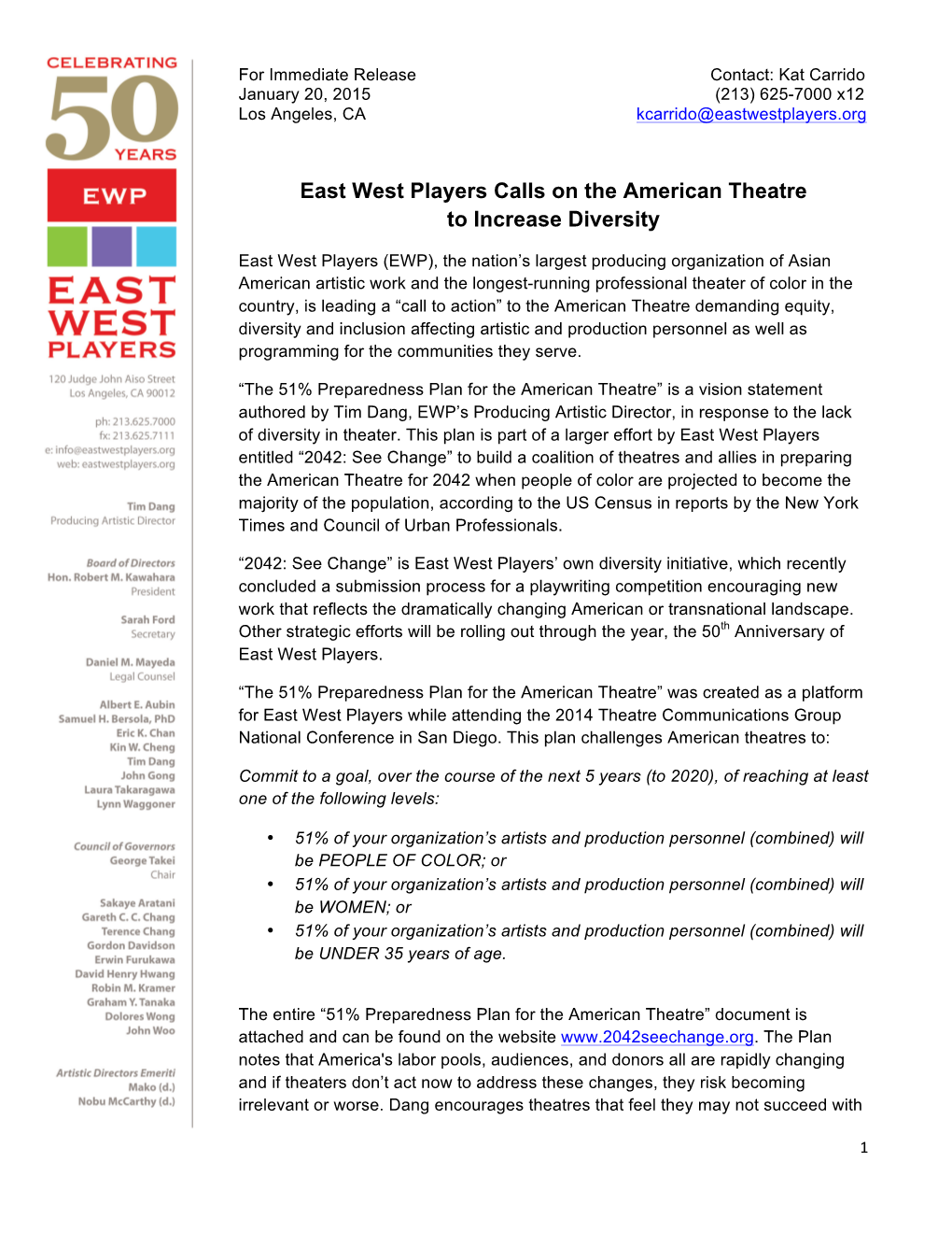 East West Players Calls on the American Theatre to Increase Diversity