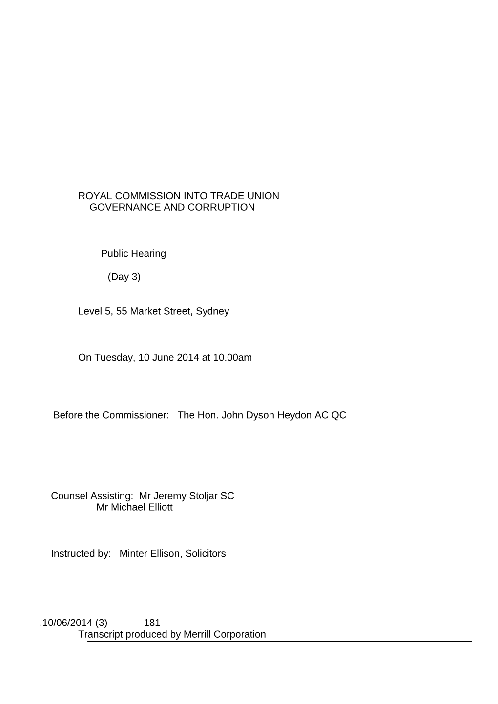 Public Hearing Transcript, 10 June 2014