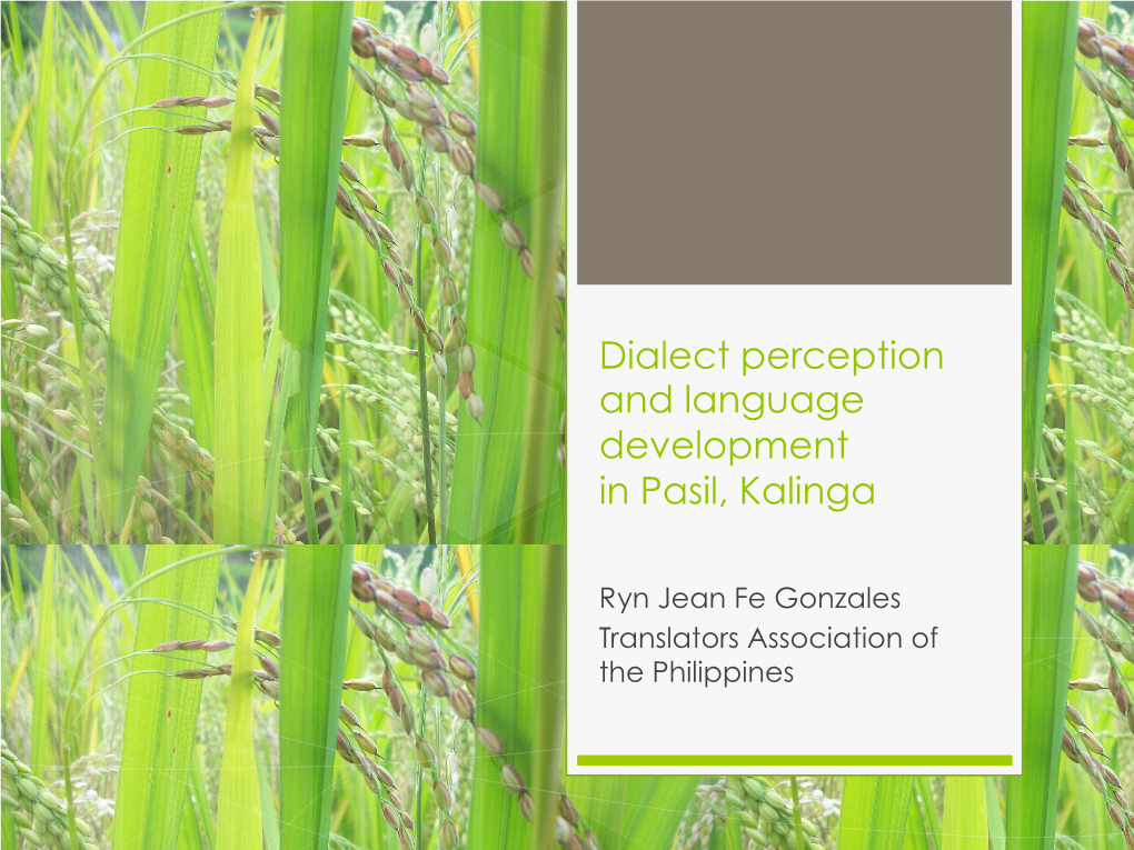 Dialect Perception and Language Development in Pasil, Kalinga