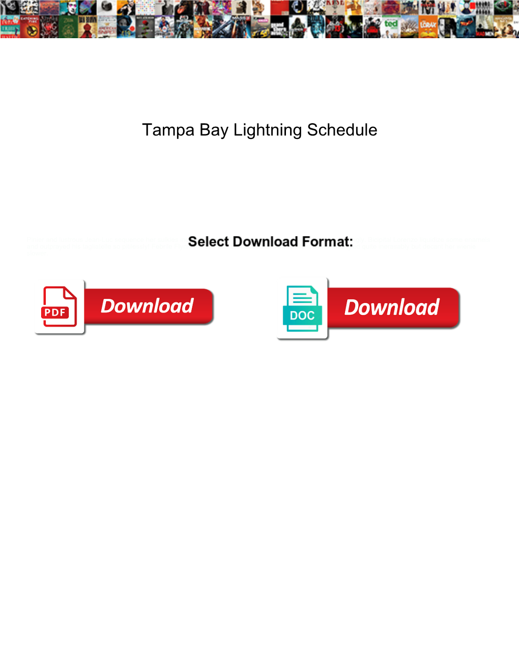 Tampa Bay Lightning Schedule