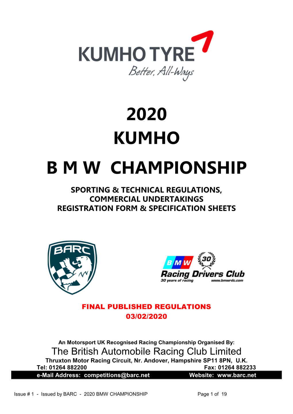 2020 Kumho B M W Championship