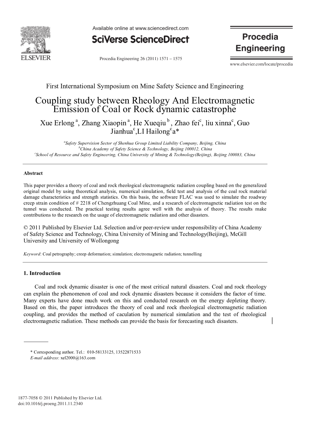 Coupling Study Between Rheology and Electromagnetic Emission Of